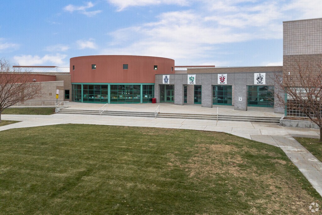 The entrance of Creekside Elementary School in West Kaysville is marked by a rust colored dome.