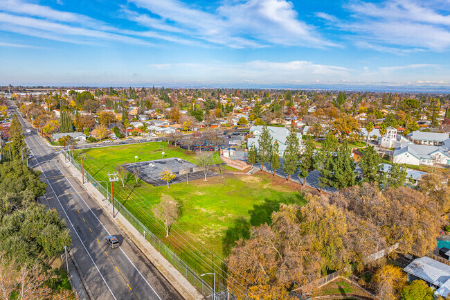 Large green fields enable children of Foothill Oaks Elementary School to practice sports.