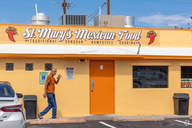 Carry out only, St.Mary's Mexican Food, near Barrio Anita, is known for red chile burritos.
