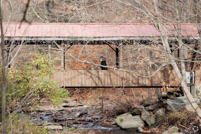There are trails and a covered bridge at S. Abington Township Community Park in Chinchilla, PA.