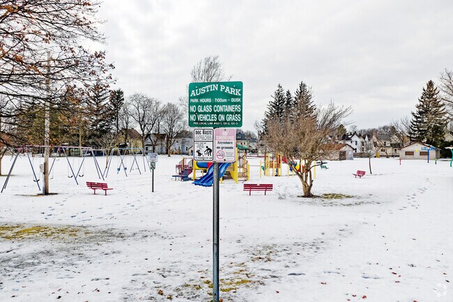 Austin Park is located in downtown Batavia and has play equipment and a splash pad that operates in the summer months.