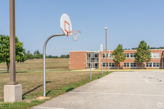 Basketball is a popular schoolyard activity for Spring Grove Area Intermediate School students.