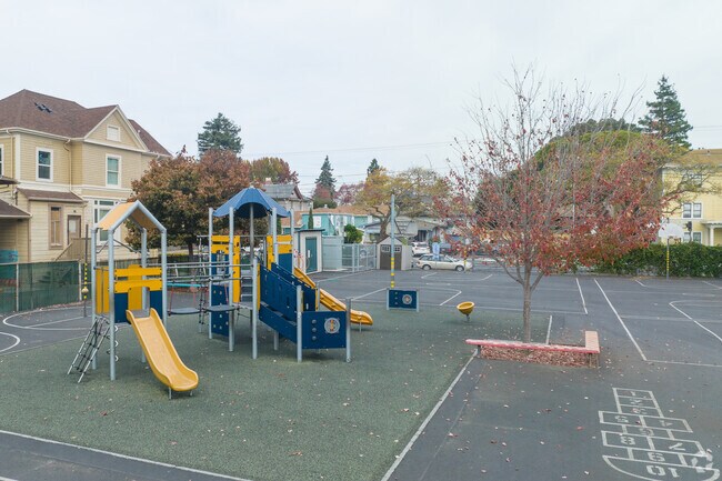 Franklin Elementary School in Alameda has a small play structure in the middle of campus.