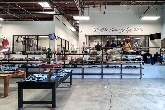 In Woodfin, French Broad Chocolate is a stone's skip away from the French Broad.