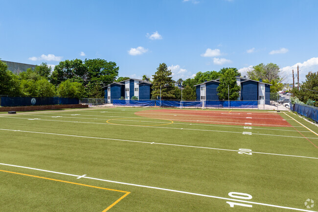 The sports fields at Pinnacle Charter High School in Federal Heights, Colorado.
