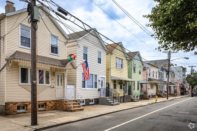 A colorful row of homes in the North Ironbound section of Newark, NJ.