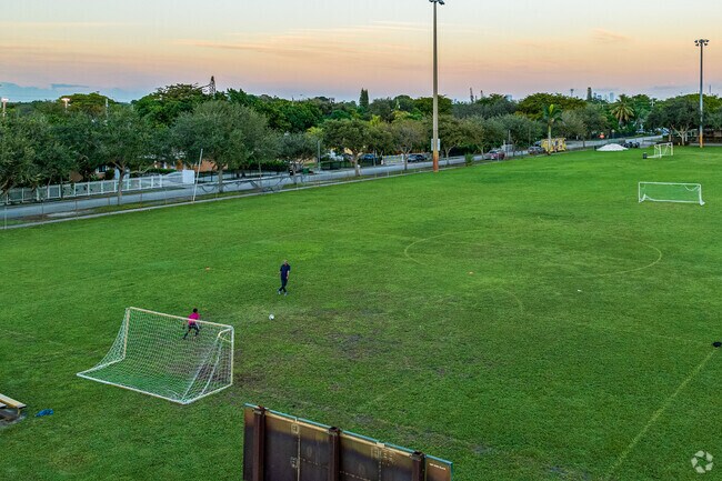 Relax at the end of the day with a soccer practice at Ben Franklin Park in North Miami.