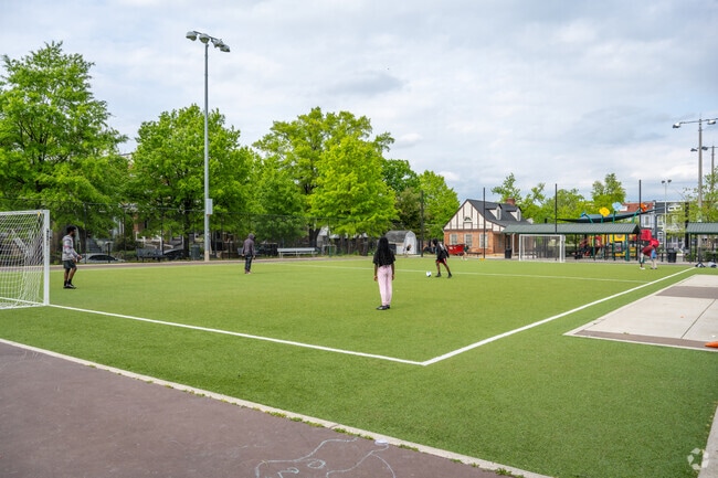 The Park View Recreation Center has basketball courts, a soccer field and a playground.