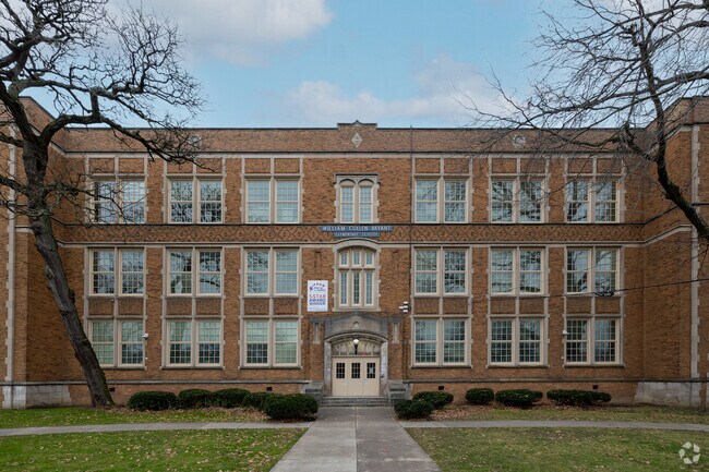 William C Bryant Elementary School's brick building is a sturdy icon of learning.