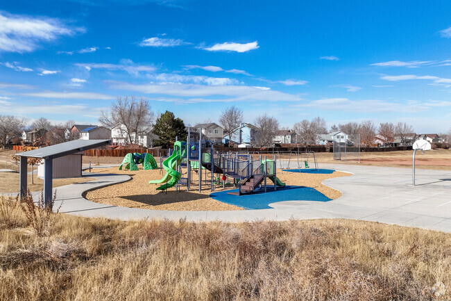 The playground and play area at Arapahoe Ridge Elementary School in Westminster, Colorado.