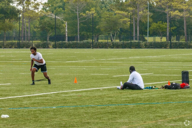 Teammates practice drills at the Shadow Creek Ranch Sports Complex and Nature Trail.