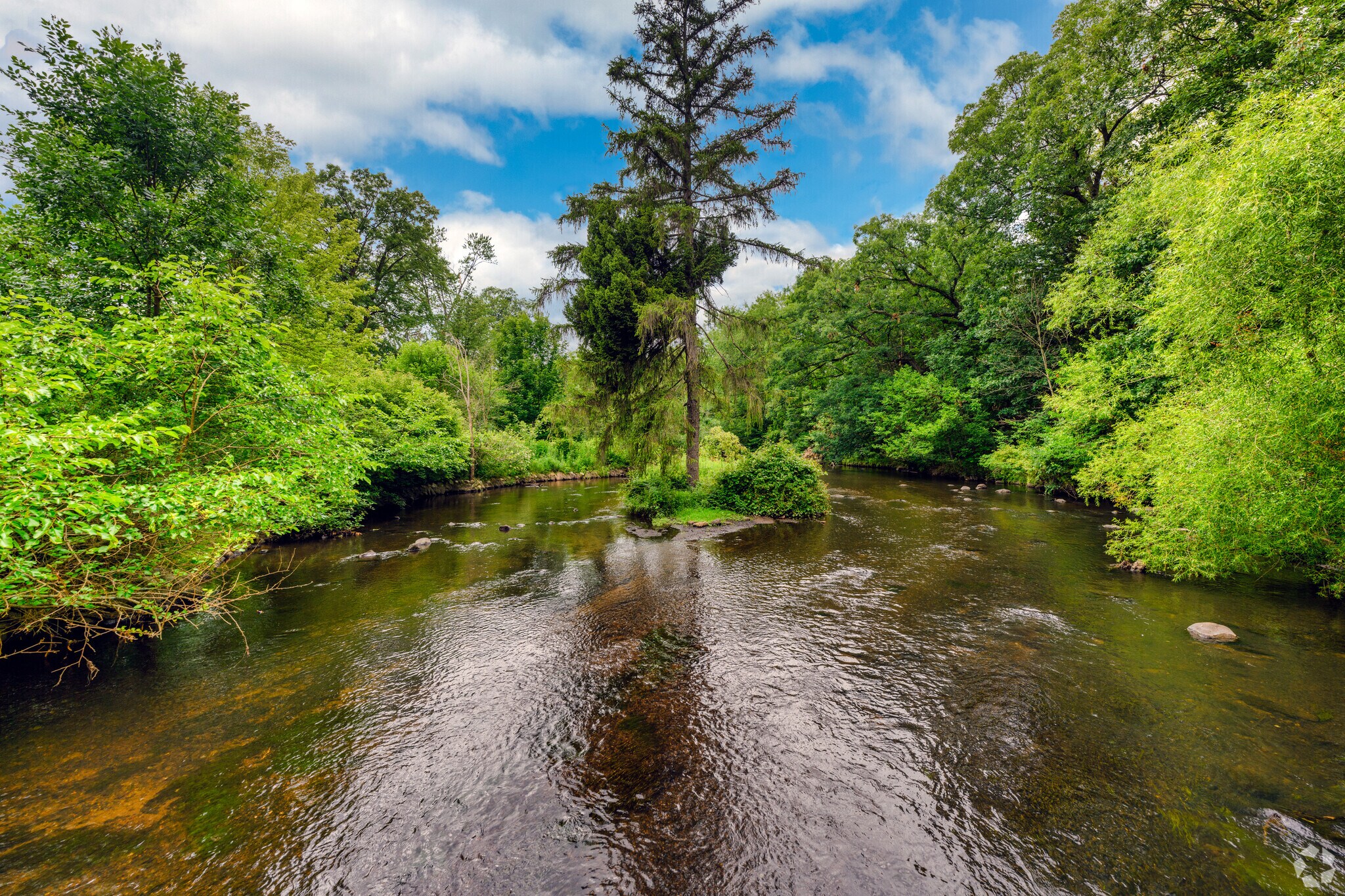 Portage Creek runs lazily through Milham Park in Milwood.