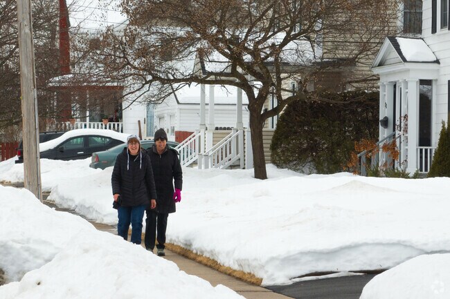 Even in the winter you will find friends getting out for a brisk walk to catch up in Plattsburgh.