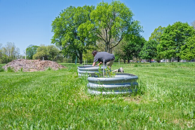 A man works in the Farwell Park community garden located near Nortown.