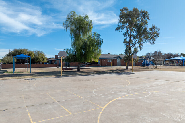 Students love playing on the basketball courts at Cragin Elementary School.