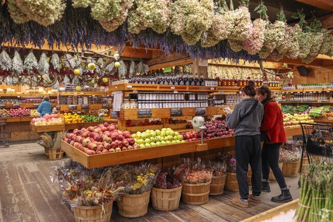 Beautiful dry flowers hang from the ceiling at Tendercrop Farms in Newbury.