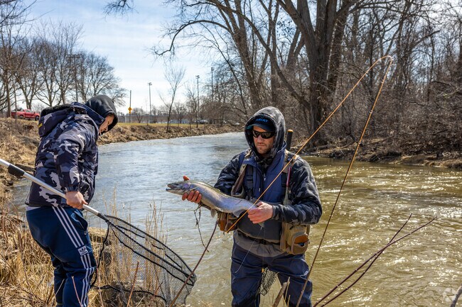 Fly fishing is a popular activity in River Bluff along the Root River.