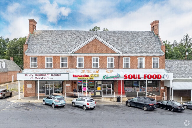 Eat at the local restaurants within Edmondson Village in the Rognel Heights neighborhood.