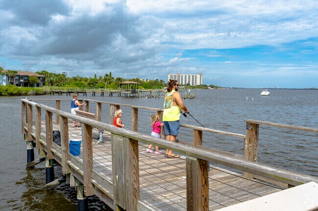 Kids of all ages can enjoy fishing off the pier at Riverwalk Park in Georgetowne.