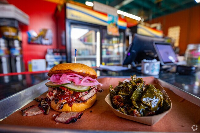 The famed brisket sandwich served at Chestnut Hills Smokey Mug is a delicious meal.