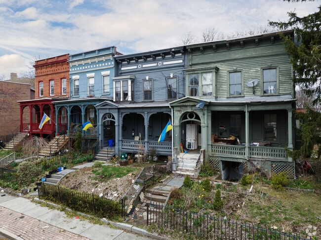 Colorful and Historic Wooden Porched Homes in Arbor Hill