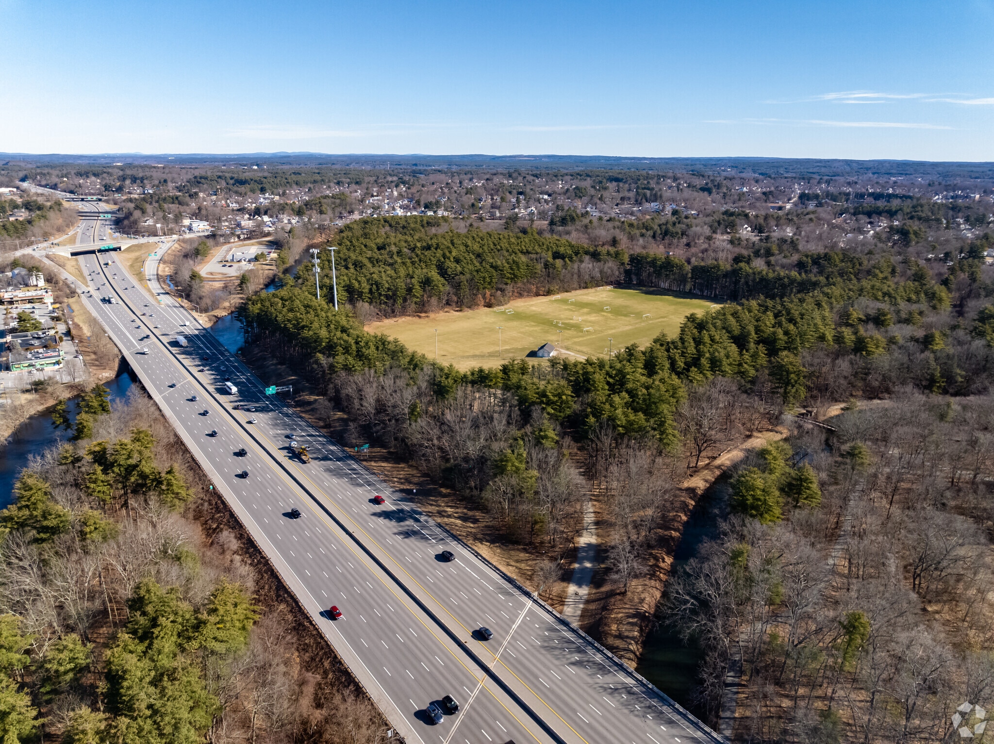 Mine Falls Park in Nashua is a 325 acre park featuring hiking trails and soccer fields.