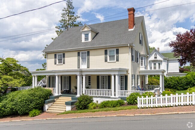 Classic colonial style homes in Quinntown have ornate brick sidewalks and plenty of parking.