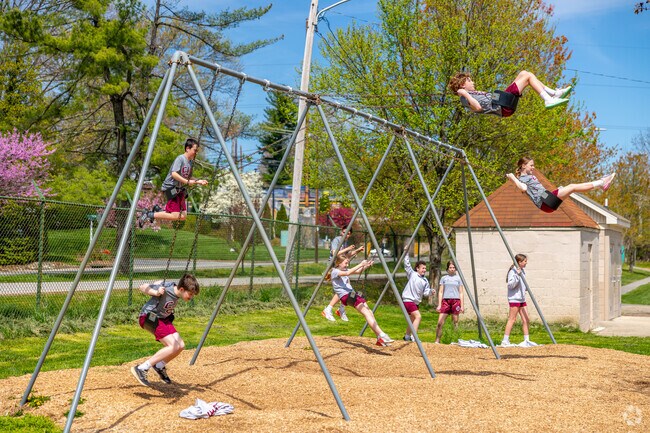 Kids can touch the sky in Ardmore at Merwood Park on the swing sets.