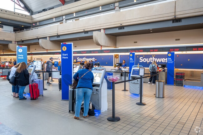 Passengers check in with Southwest Airlines in Findlay Township.