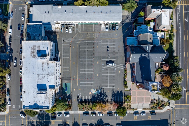 Saint Vincent Ferrer School offers a sprawling campus when viewed from above.