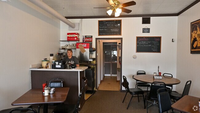 Rose Buds Cafe in Clifford, Burlington Township, is a meeting place for townfolk and farmers.