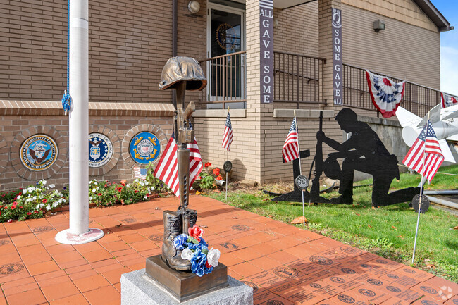The American Legion in Baden displays a powerful monument to those who lost their lives in war.