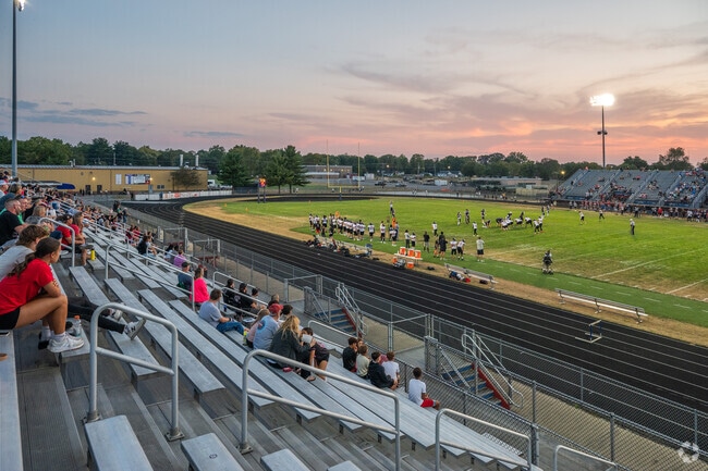 Indiana State University residents cheer on the Patriots at Terre Haute North Vigo High School.