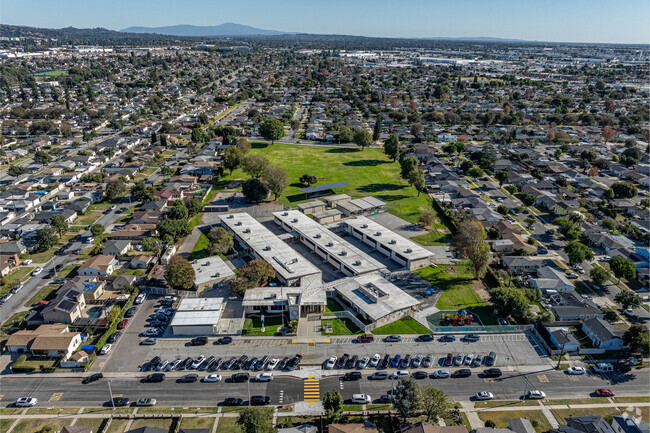 Aerial view of Daniel Phelan Language Academy in Whittier