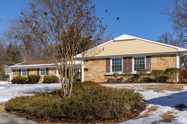 Ranch homes are common  along the snowy streets of Pointer Ridge.