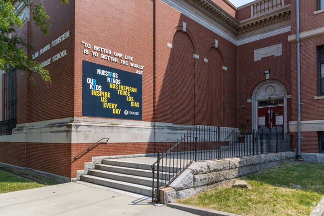 Main entrance at Alan Shawn Feinstein Elementary.