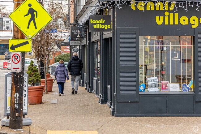 Residents take a stroll through Shadyside in Pittsburgh.