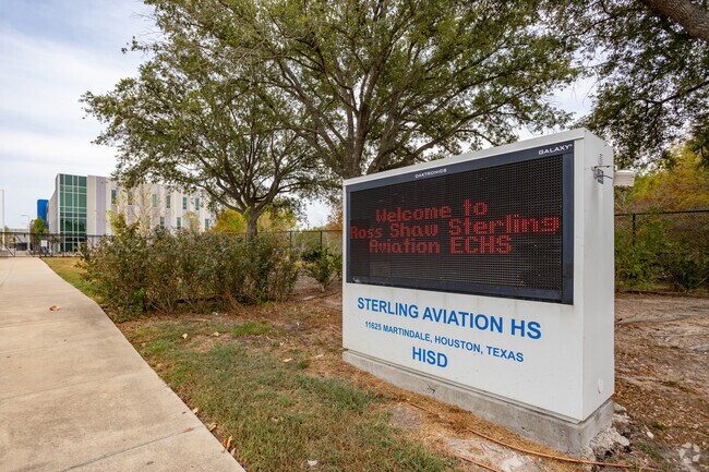 This is the entrance to Ross Shaw Sterling Aviation High School.