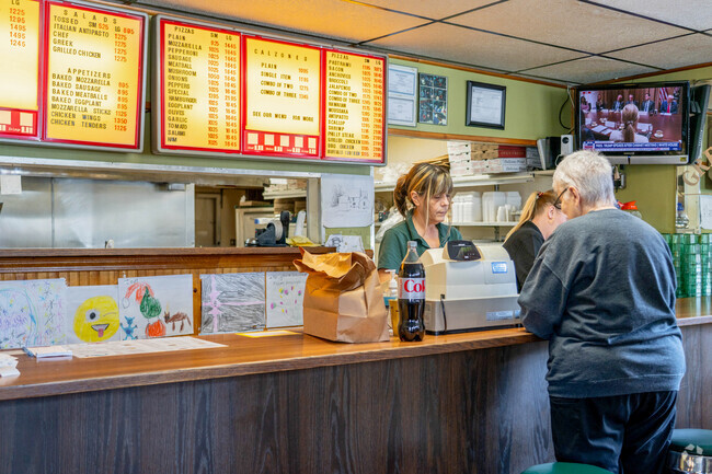 Green Onion Pizza in Lisbon is a locally owned pizza and sandwich restaurant that is popular with locals.