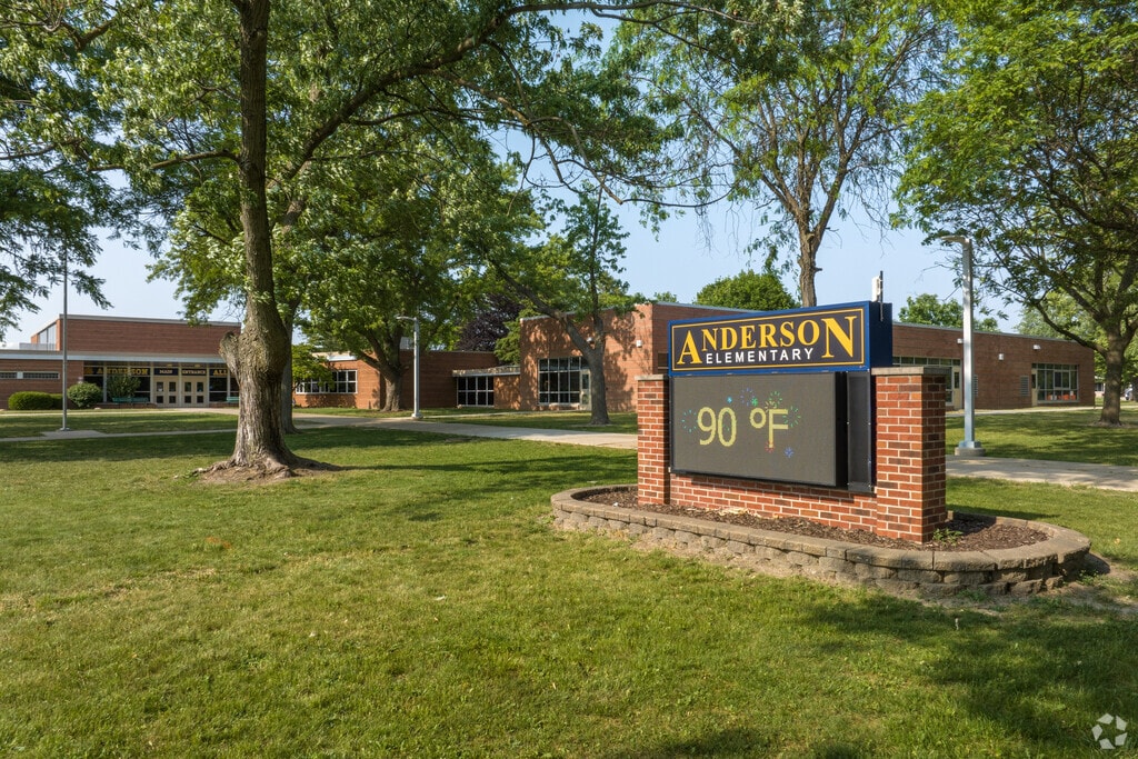 Anderson Elementary School signage and entrance in the city of Trenton.