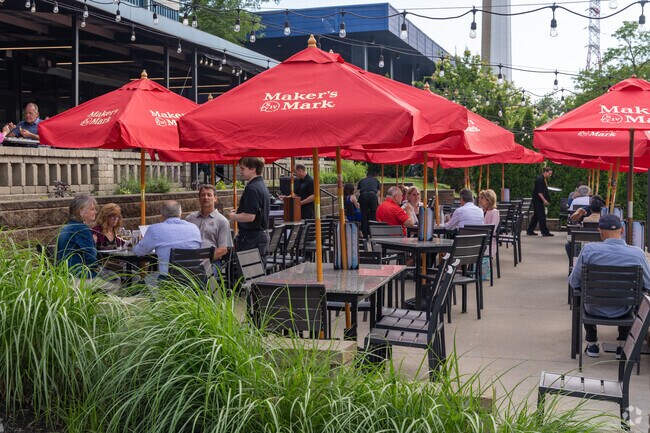 Riverwood residents enjoy dining outside to view the Ohio river at River House.