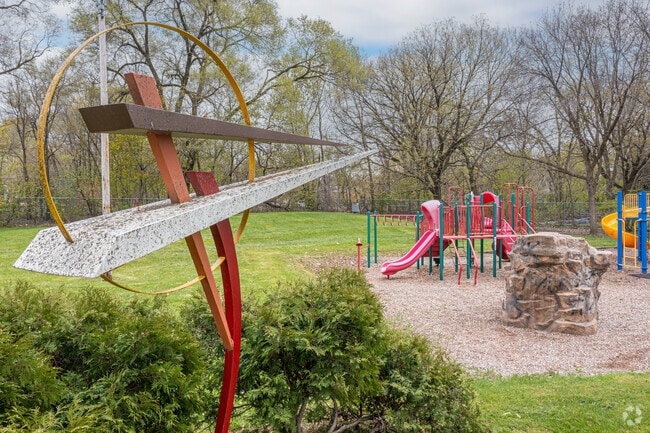 Sculpture in the park at the Barb Dean Tot Lot in the Fabulous Acres neighborhood
