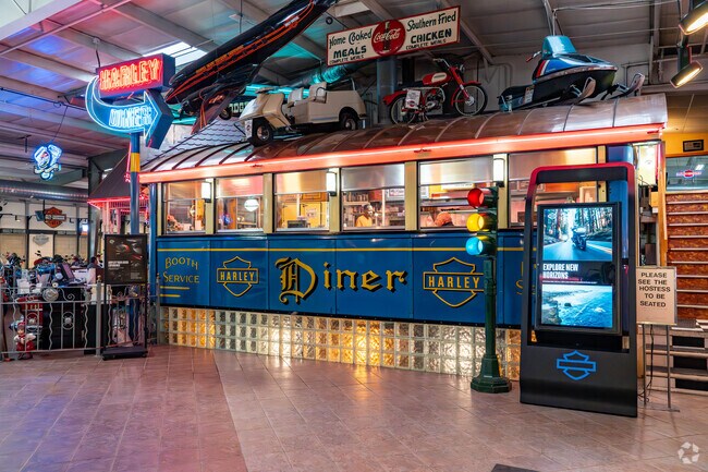 South East Harley-Davidson in Bedford Heights features a completely restored diner.