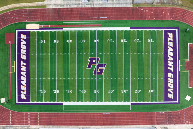 Enjoy the Friday night lights at Pleasant Grove Highschool.