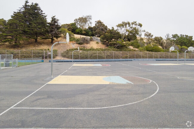 Basketball courts and blacktop at Visitacion Valley Middle School.