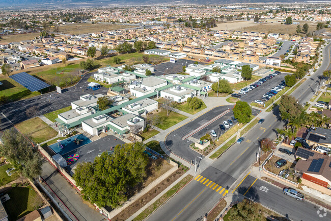 Mango Elementary School presents an aerial view, showcasing its vibrant environment.