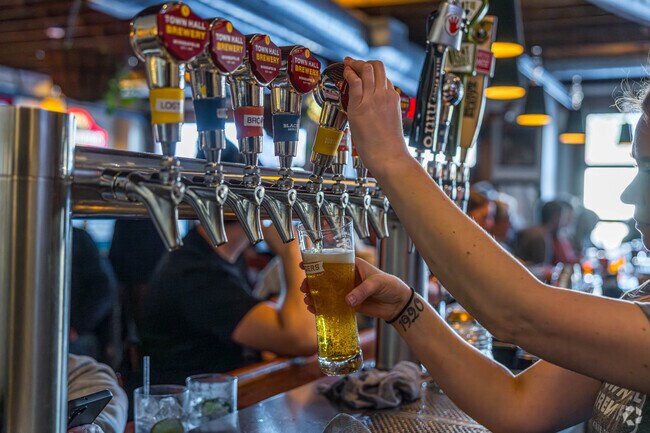 Town Hall Tap in the Page neighborhood has several in- house tap beers.