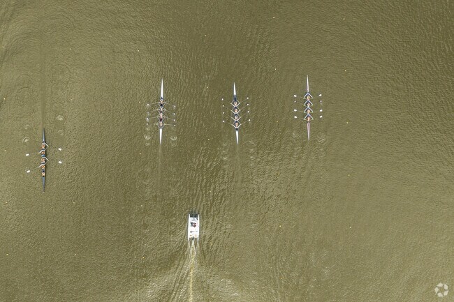 It's not unusual to see college and high school crew teams rowing at Cooper River Park.