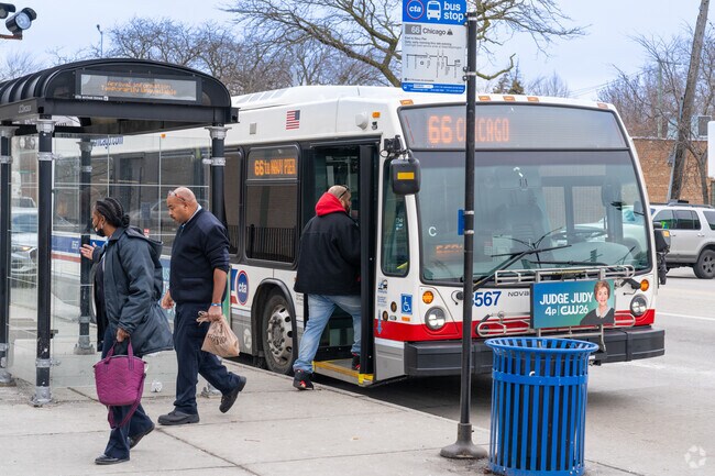 Catch a bus going downtown in West Humboldt Park.