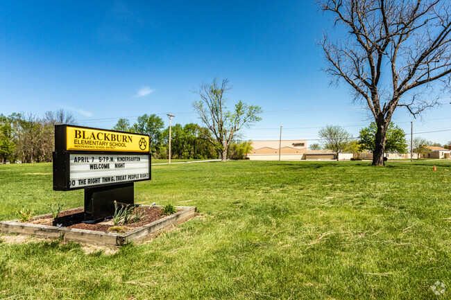The Blackburn Elementary School sign welcomes students to the school.
